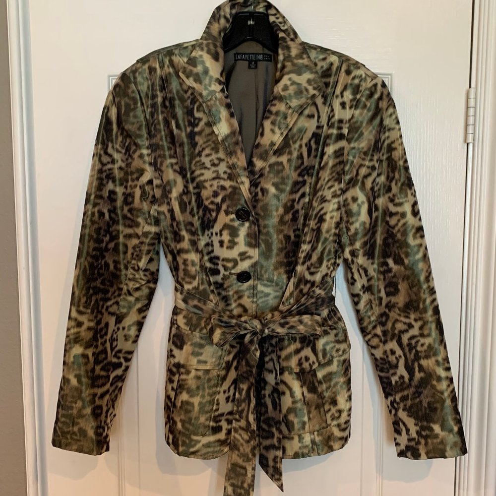 Lafayette 148 Cheetah Tie Waist Jacket